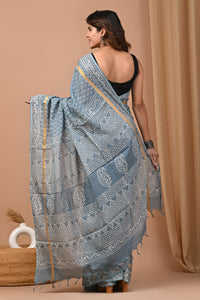 Crafted Exclusive Block Printed Assam Silk Saree