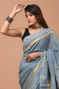 Crafted Exclusive Block Printed Assam Silk Saree