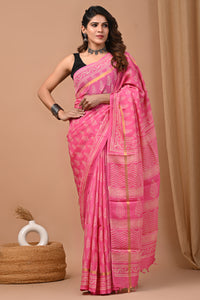 Jaipuri Traditional Block Printed Assam Silk Saree