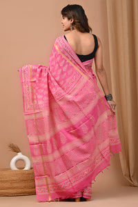 Jaipuri Traditional Block Printed Assam Silk Saree