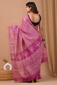 Jaipuri Traditional Block Printed Assam Silk Saree