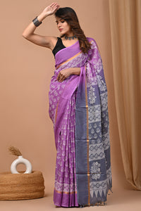 Jaipuri Traditional Block Printed Assam Silk Saree