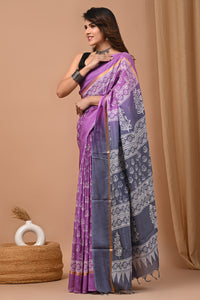 Jaipuri Traditional Block Printed Assam Silk Saree