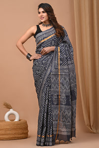 Jaipuri Traditional Block Printed Assam Silk Saree