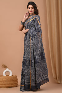 Jaipuri Traditional Block Printed Assam Silk Saree