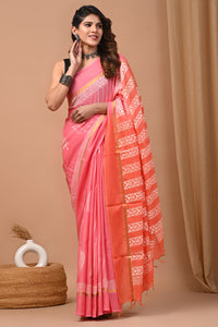 Jaipuri Traditional Block Printed Assam Silk Saree