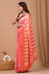 Jaipuri Traditional Block Printed Assam Silk Saree