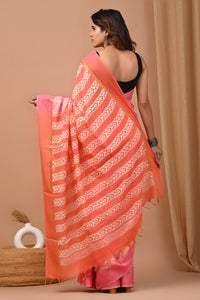 Jaipuri Traditional Block Printed Assam Silk Saree