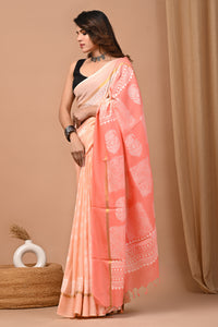 Jaipuri Traditional Block Printed Assam Silk Saree