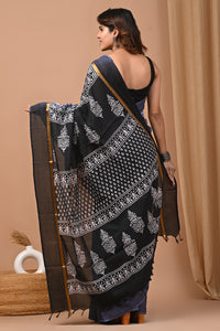 Traditional Indian Block Printed Assam Silk Saree With Blouse