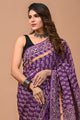 Traditional Indian Block Printed Assam Silk Saree With Blouse