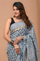 Traditional Indian Block Printed Assam Silk Saree With Blouse