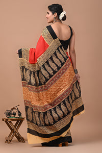 Printed Pure Cotton Mulmul Saree With Blouse