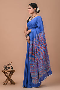 Printed Pure Cotton Mulmul Saree With Blouse