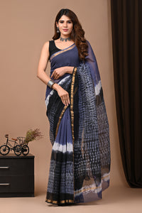 Crafts Moda Exclusive Block Printed Kota Doria Saree With Blouse