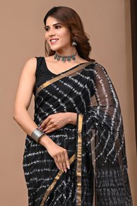 Crafts Moda Exclusive Block Printed Kota Doria Saree With Blouse