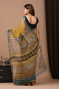 Crafts Moda Exclusive Block Printed Kota Doria Saree With Blouse