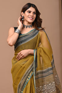 Crafts Moda Exclusive Block Printed Kota Doria Saree With Blouse