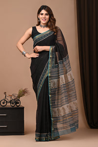 Crafts Moda Exclusive Block Printed Kota Doria Saree With Blouse