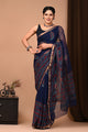 Hand Block Printed Pure Kota Doria Saree CMSRE06SV0008