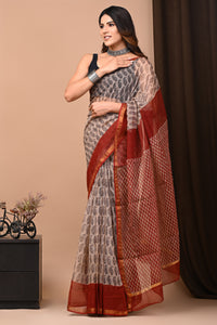 Exclusive Hand Block Printed Kota Doria Saree