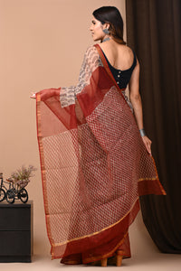 Exclusive Hand Block Printed Kota Doria Saree