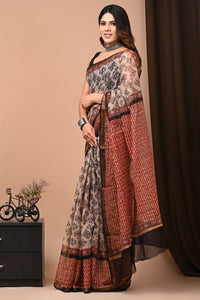 Exclusive Hand Block Printed Kota Doria Saree CMSRE06SV0143