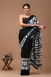 Printed Pure Cotton Mulmul Saree With Blouse