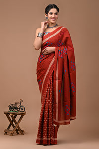 Printed Pure Cotton Mulmul Saree With Blouse