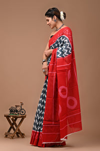 Printed Pure Cotton Mulmul Saree With Blouse