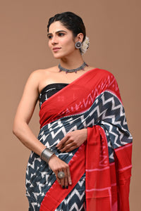 Printed Pure Cotton Mulmul Saree With Blouse