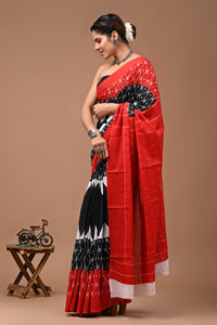 Printed Pure Cotton Mulmul Saree With Blouse