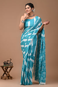 Printed Pure Cotton Mulmul Saree With Blouse