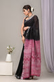 Hand Block Printed Linen Saree With Unstitched Blouse