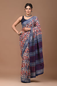 Pure Cotton Hand Block Printed Saree