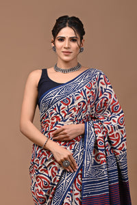 Pure Cotton Hand Block Printed Saree