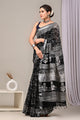 Hand Block Printed Linen Saree With Unstitched Blouse