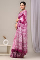 Hand Block Printed Linen Saree With Unstitched Blouse