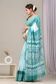 Hand Block Printed Linen Saree With Unstitched Blouse