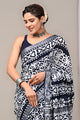 Hand Block Printed Linen Saree With Unstitched Blouse