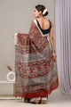 Hand Block Printed Linen Saree With Unstitched Blouse