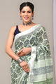 Hand Block Printed Linen Saree With Unstitched Blouse