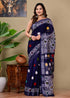 Block Printed Cotton linen Saree With Unstiched Blouse