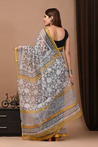 Crafts Moda Exclusive Block Printed Kota Doria Saree With Blouse