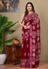 Block Printed Cotton linen Saree With Unstiched Blouse