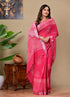Block Printed Cotton linen Saree With Unstiched Blouse
