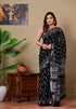 Block Printed Cotton linen Saree With Unstiched Blouse