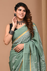 Crafts Moda Beautiful Block Printed Assam Silk Saree
