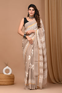 Crafts Moda Beautiful Block Printed Assam Silk Saree