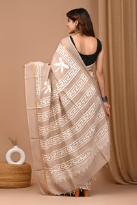 Crafts Moda Beautiful Block Printed Assam Silk Saree
